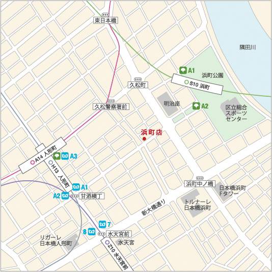 銀座あけぼの 日本橋浜町店地図